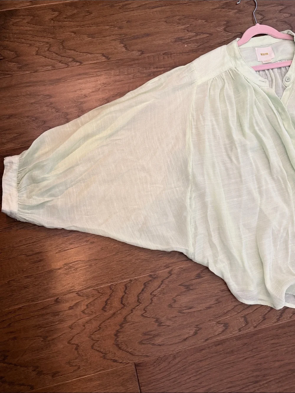 Maeve by Anthropologie Bryanna Dolman Oversized Gauze Blouse Light Lime Green L - Picture 4 of 9